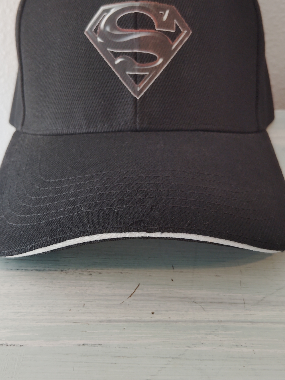 Black Baseball Cap with Silver Superman Logo